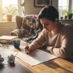 une femme en train de faire un casse tête