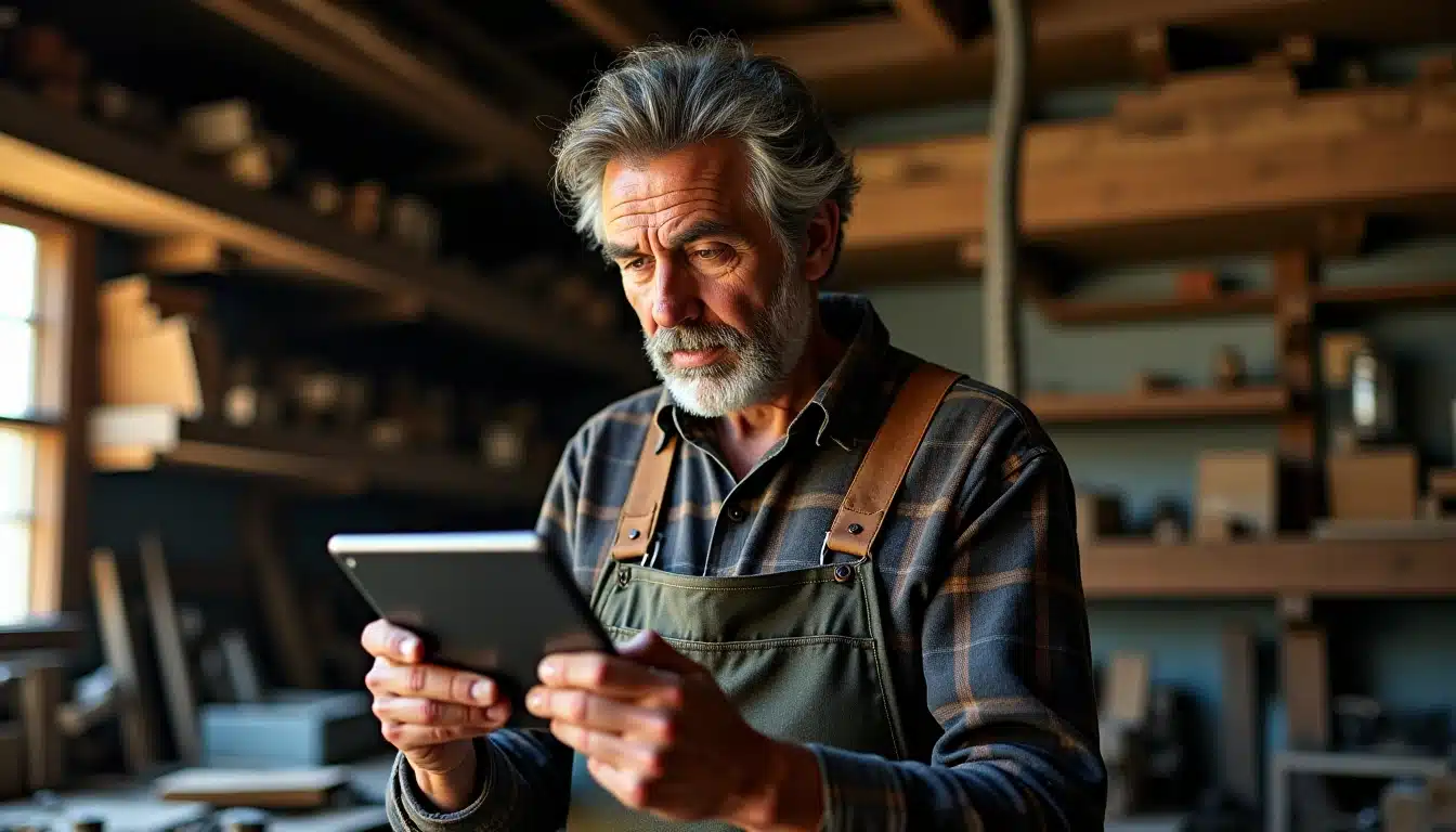 un artisan devant sa tablette